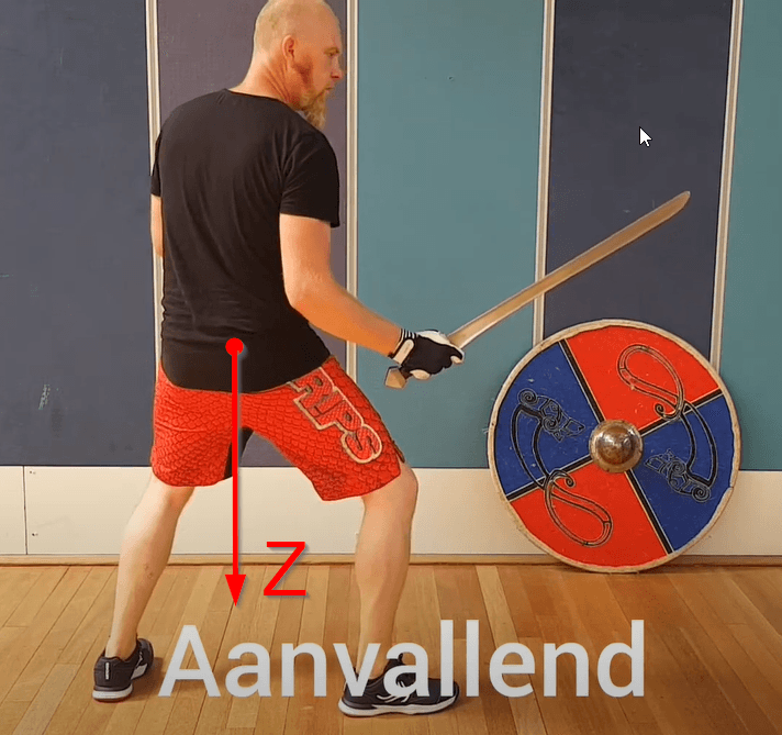 Aanvallende vechthouding met zwaartepunt