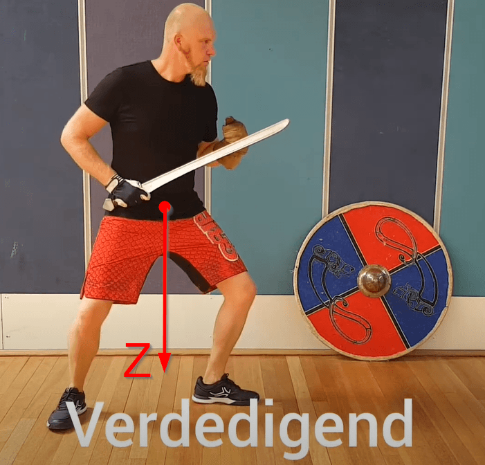 Verdedigende vechthouding met zwaartepunt